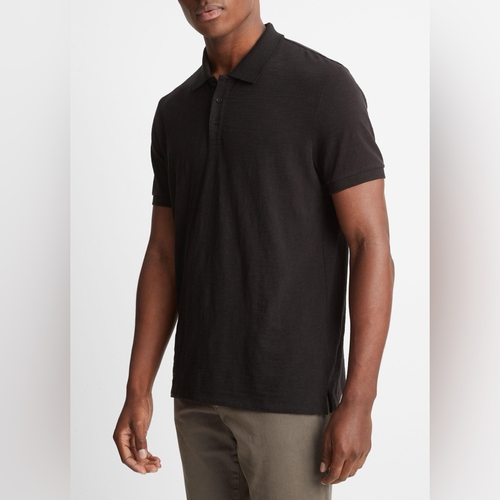 Vince Men’s Short Sleeve Black Cotton Polo